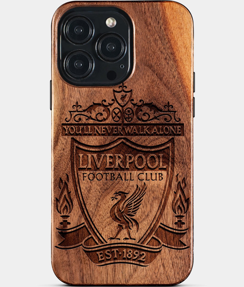 Custom Liverpool F.C. iPhone 15/15 Pro/15 Pro Max/15 Plus Case - Wood Liverpool FC Cover - Eco-friendly Liverpool FC iPhone 15 Case - Carved Wood Custom Liverpool FC Gift For Him - Monogrammed Personalized iPhone 15 Cover By Aldergrove & Oak