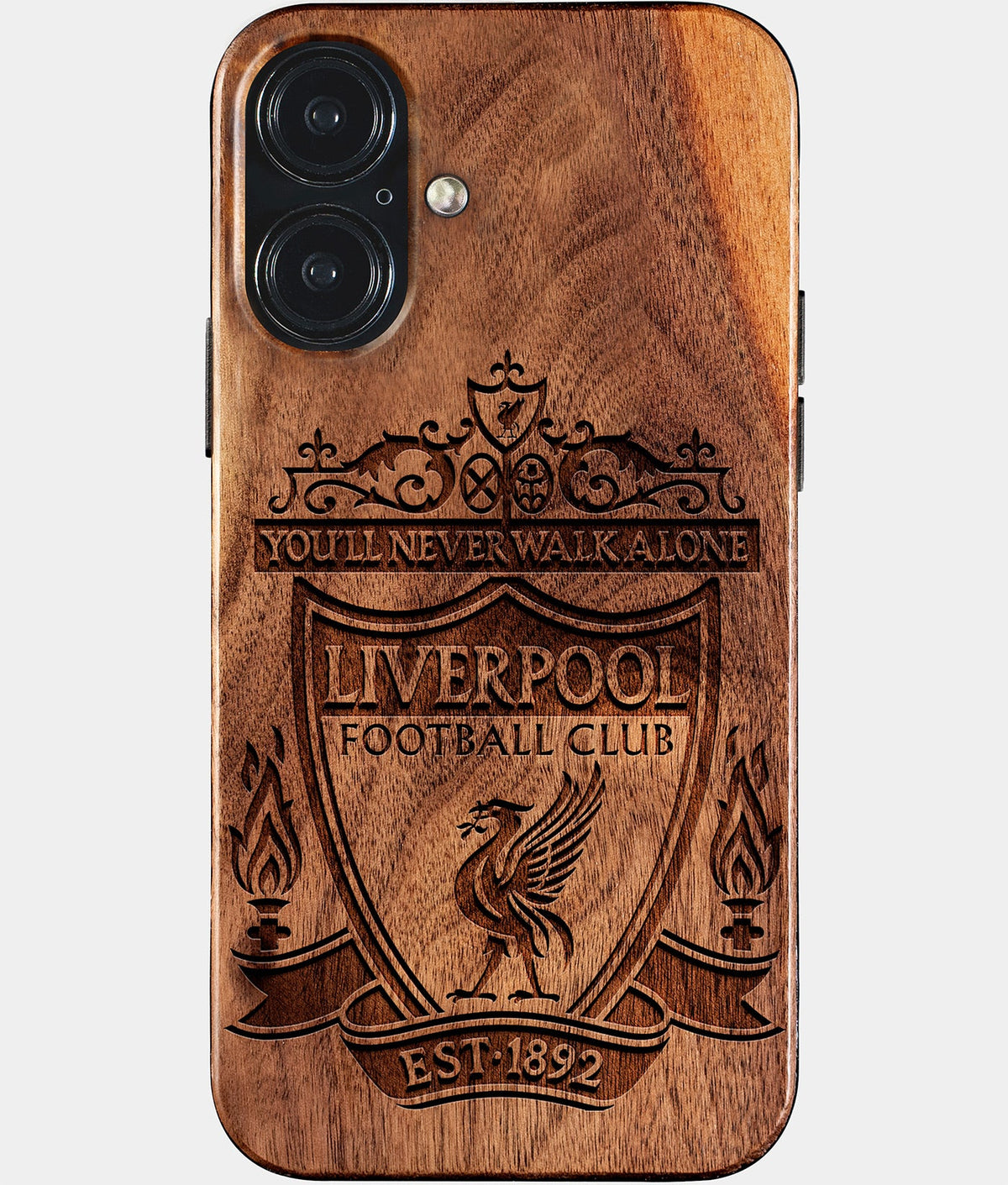 Eco-friendly Liverpool FC iPhone 17 Case - Carved Wood Custom Liverpool FC Gift For Him - Monogrammed Personalized iPhone 17 Cover By Aldergrove & Oak