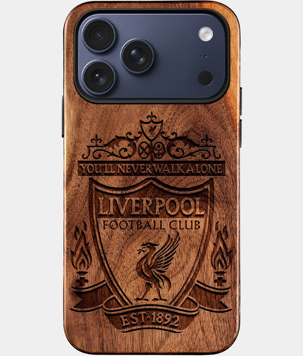 Custom Liverpool F.C. iPhone 17/17 Pro/17 Pro Max/17 Air Case - Wood Liverpool FC Cover - Eco-friendly Liverpool FC iPhone 17 Case - Carved Wood Custom Liverpool FC Gift For Him - Monogrammed Personalized iPhone 17 Cover By Aldergrove & Oak