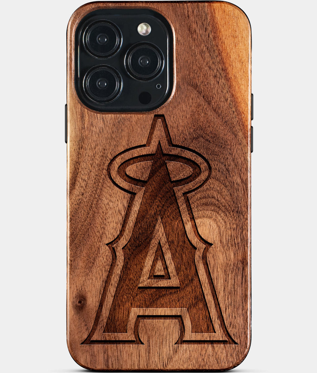 Custom Los Angeles Angels iPhone 15/15 Pro/15 Pro Max/15 Plus Case - Wood Angels Cover - Eco-friendly Los Angeles Angels iPhone 15 Case - Carved Wood Custom Los Angeles Angels Gift For Him - Monogrammed Personalized iPhone 15 Cover By Aldergrove & Oak