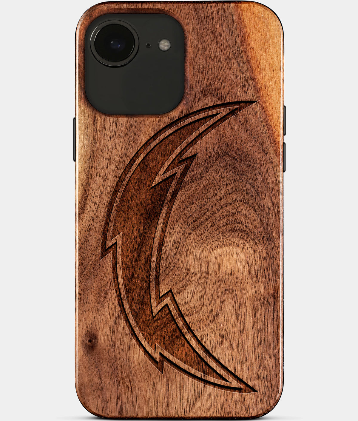 Eco-friendly Los Angeles Chargers iPhone 17e Case - Carved Wood Custom Los Angeles Chargers Gift For Him - Monogrammed Personalized iPhone 17 Air Cover By Aldergrove & Oak