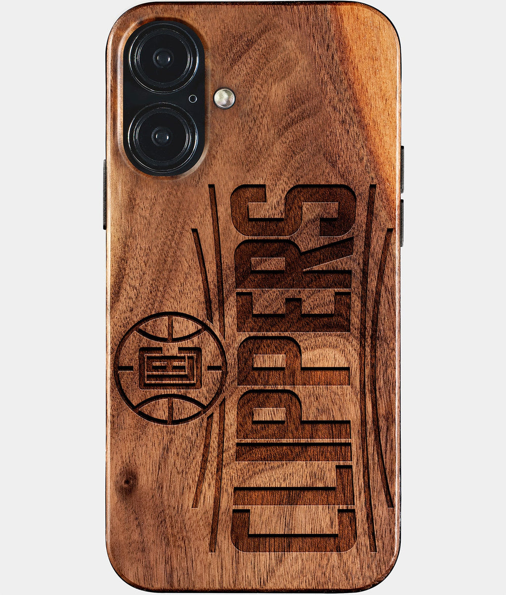 Eco-friendly Los Angeles Clippers iPhone 17 Case - Carved Wood Custom Los Angeles Clippers Gift For Him - Monogrammed Personalized iPhone 17 Cover By Aldergrove & Oak
