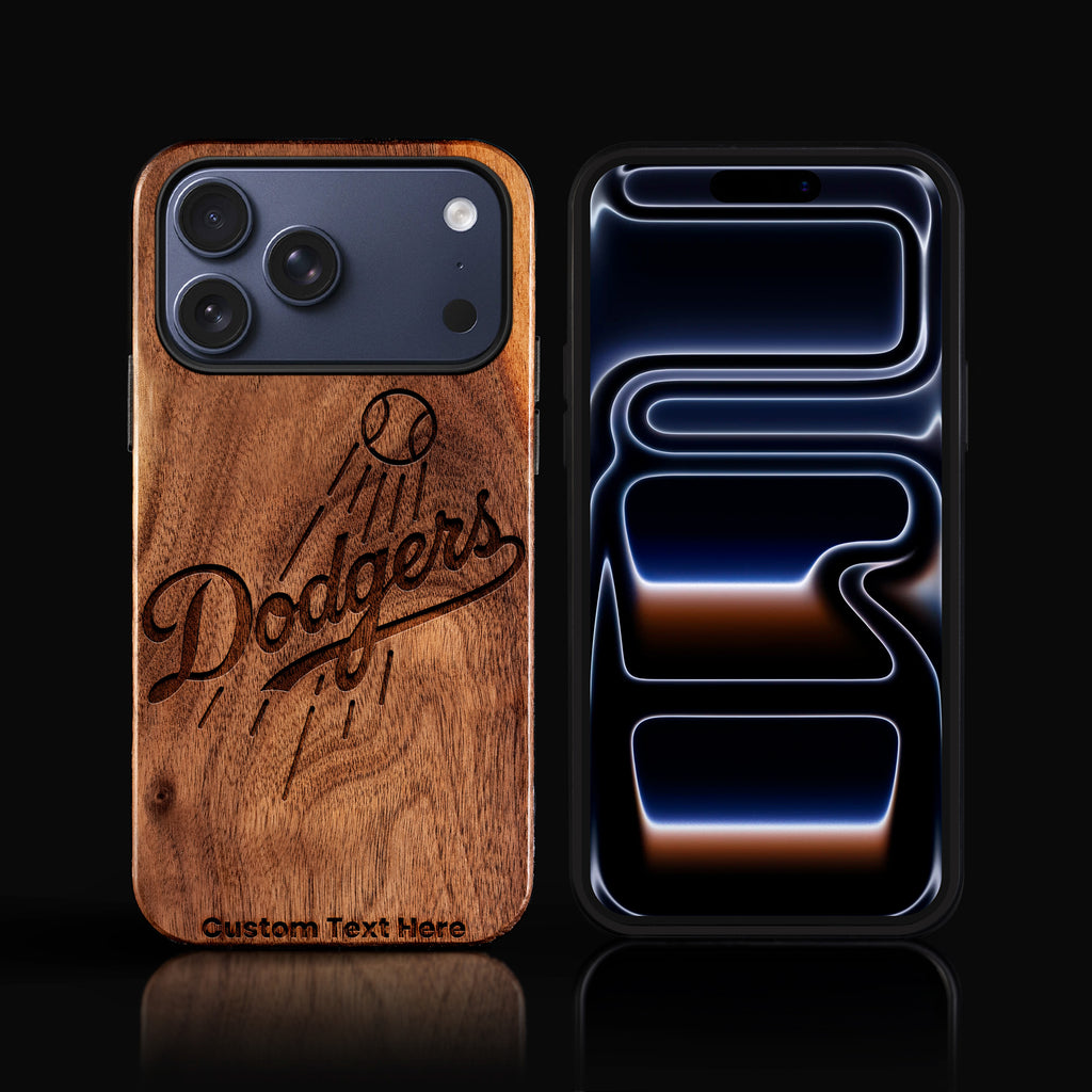 Custom Los Angeles Dodgers iPhone 17/17 Pro/17 Pro Max/17 Air Case - Carved Wood Dodgers 2025 World Series Cover