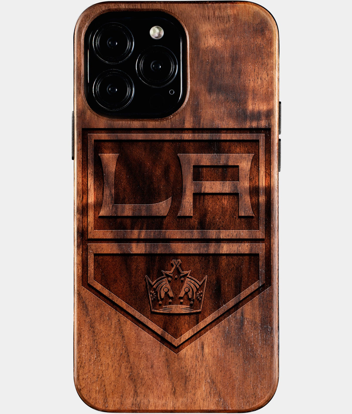 Custom Los Angeles Kings iPhone 16/16 Pro/16 Pro Max/16 Plus Case - Wood Kings Cover - Eco-friendly Los Angeles Kings iPhone 16 Case - Carved Wood Custom Los Angeles Kings Gift For Him - Monogrammed Personalized iPhone 16 Cover By Aldergrove & Oak