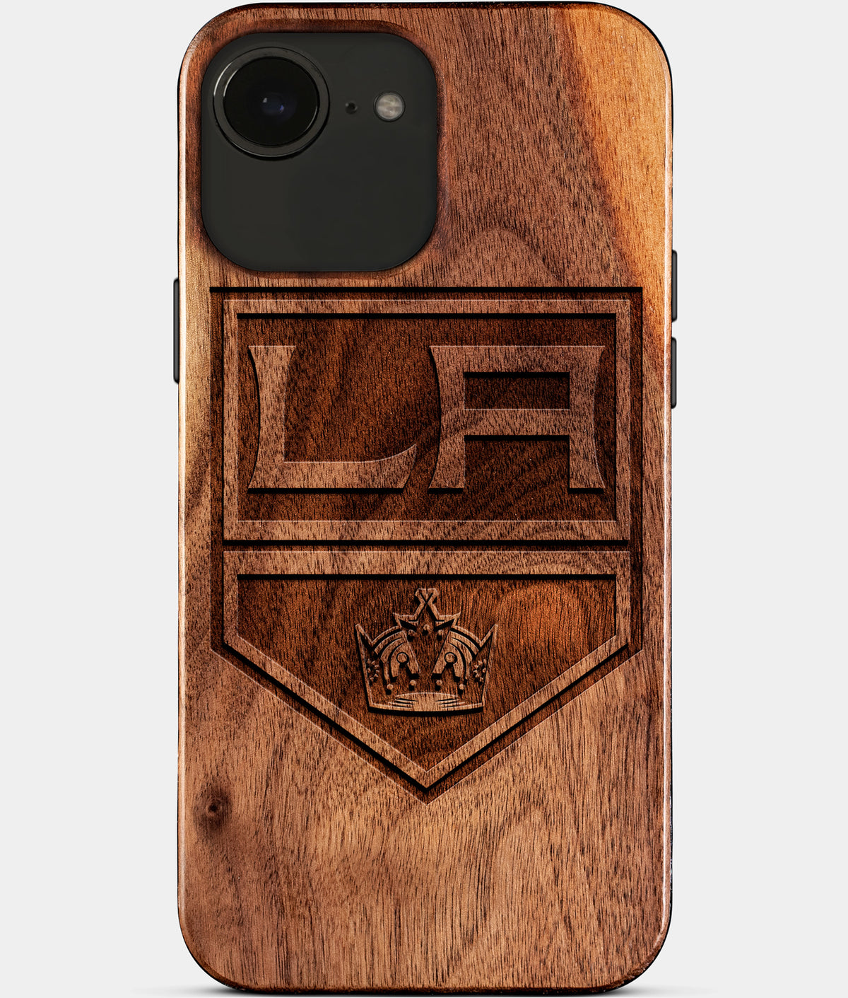 Eco-friendly Los Angeles Kings iPhone 17e Case - Carved Wood Custom Los Angeles Kings Gift For Him - Monogrammed Personalized iPhone 17e Cover By Aldergrove & Oak