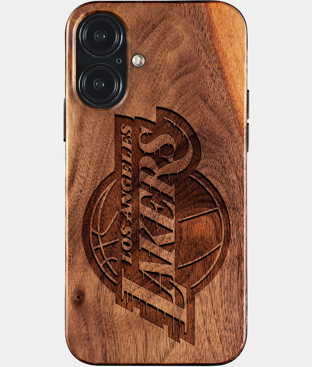 Eco-friendly Los Angeles Lakers iPhone 17 Case - Carved Wood Custom Los Angeles Lakers Gift For Him - Monogrammed Personalized iPhone 17 Cover By Aldergrove & Oak