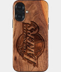Eco-friendly Los Angeles Lakers iPhone 17 Case - Carved Wood Custom Los Angeles Lakers Gift For Him - Monogrammed Personalized iPhone 17 Cover By Aldergrove & Oak
