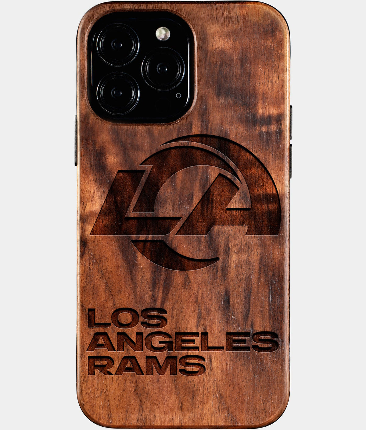 Custom Los Angeles Rams iPhone 16/16 Pro/16 Pro Max/16 Plus Case - Wood Rams Cover - Eco-friendly Los Angeles Rams iPhone 16 Case - Carved Wood Custom Los Angeles Rams Gift For Him - Monogrammed Personalized iPhone 16 Cover By Aldergrove & Oak