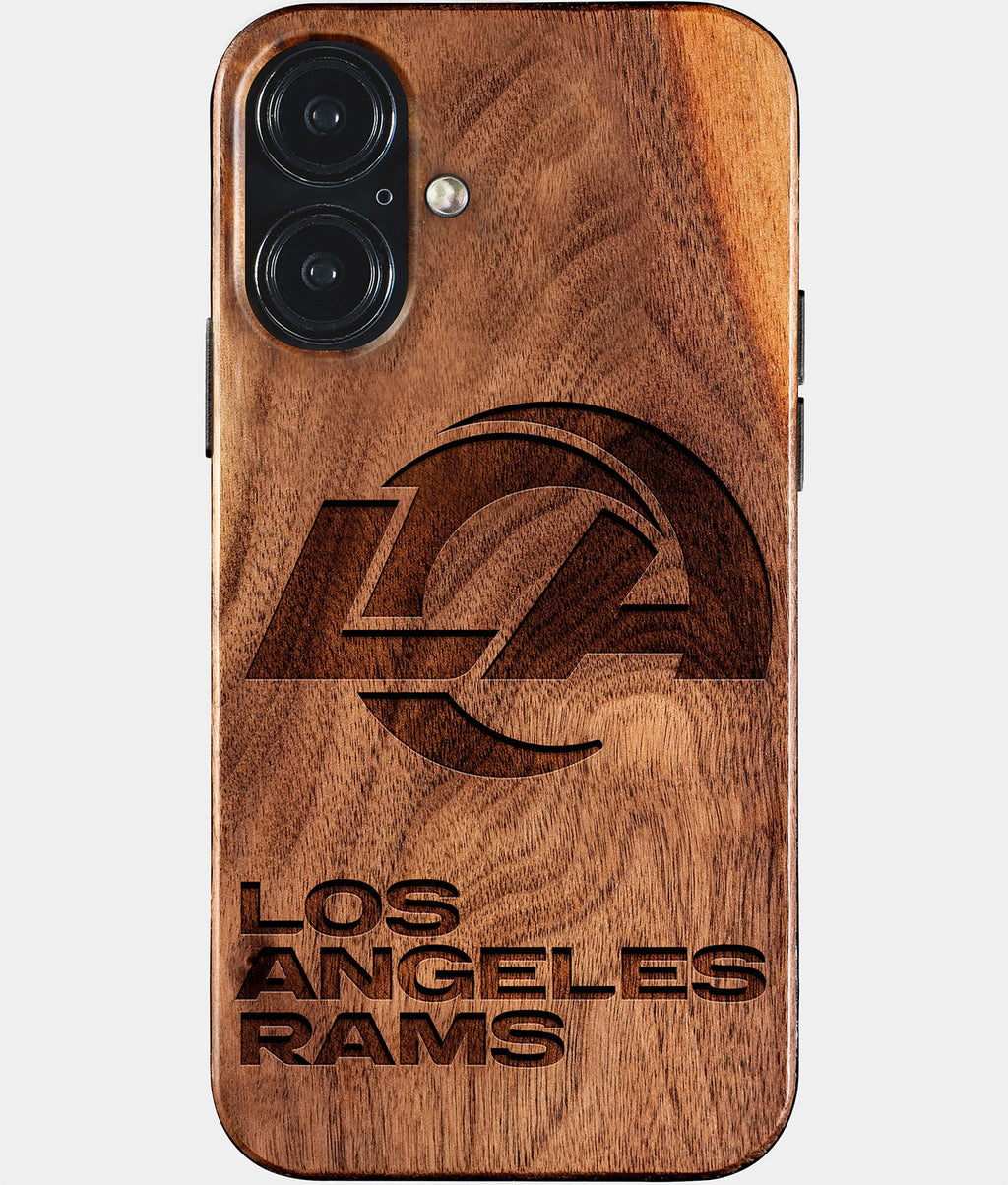 Eco-friendly Los Angeles Rams iPhone 17 Case - Carved Wood Custom Los Angeles Rams Gift For Him - Monogrammed Personalized iPhone 17 Cover By Aldergrove & Oak