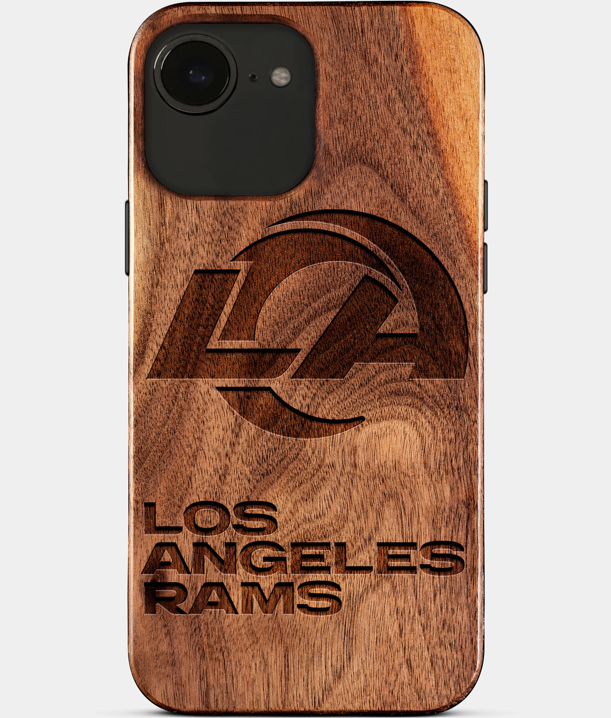 Eco-friendly Los Angeles Rams iPhone 17e Case - Carved Wood Custom Los Angeles Rams Gift For Him - Monogrammed Personalized iPhone 17e Cover By Aldergrove & Oak