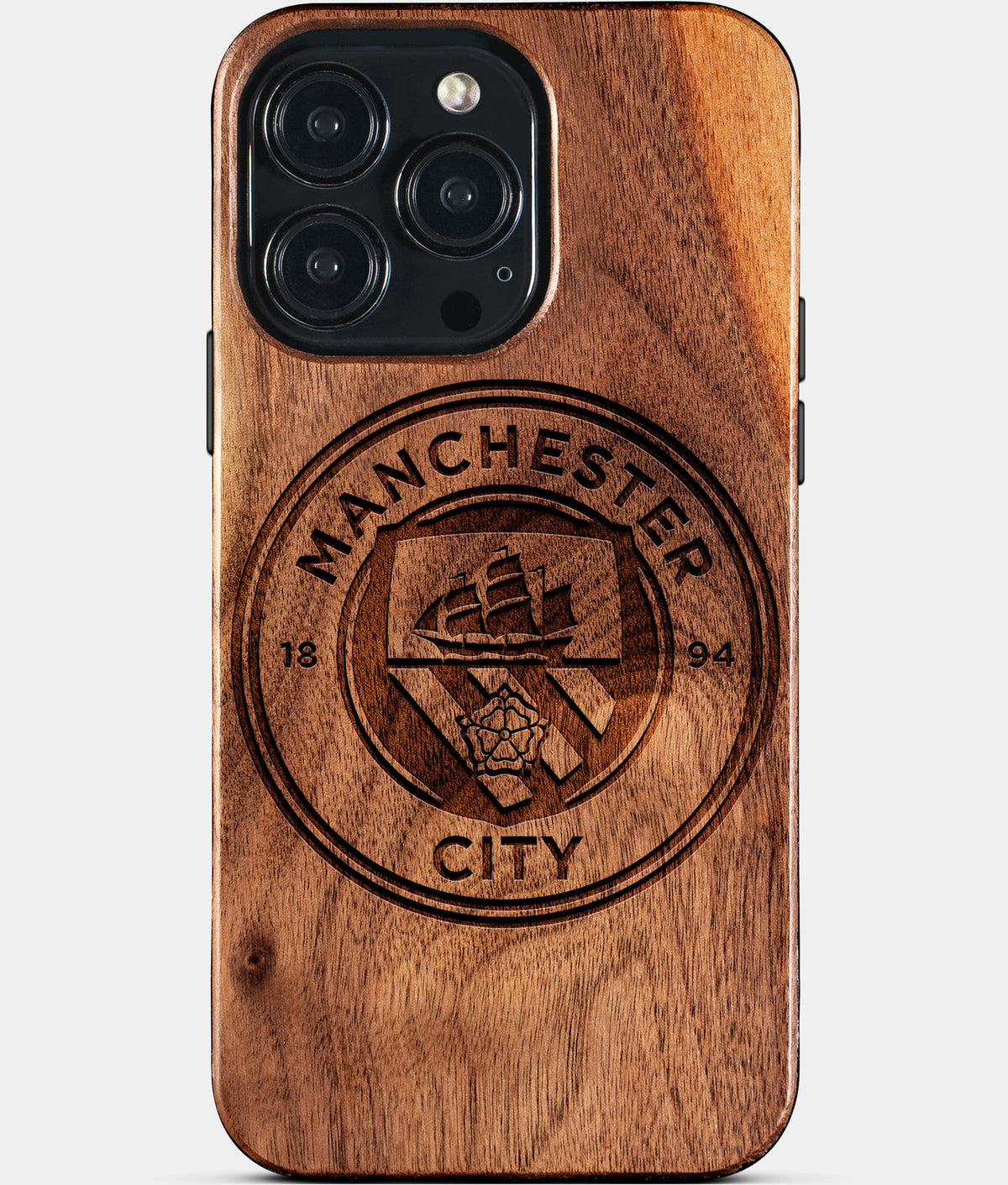 Custom Manchester City F.C. iPhone 15/15 Pro/15 Pro Max/15 Plus Case - Wood Manchester City FC Cover - Eco-friendly Manchester City FC iPhone 15 Case - Carved Wood Custom Manchester City FC Gift For Him - Monogrammed Personalized iPhone 15 Cover By Aldergrove & Oak
