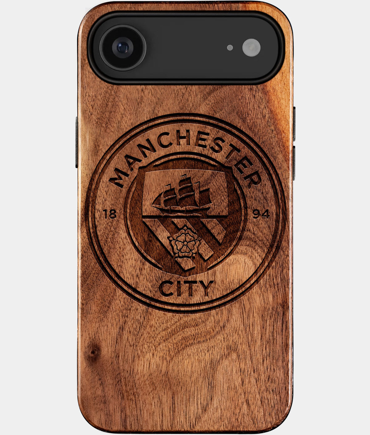 Eco-friendly Manchester City FC iPhone 17 Air Case - Carved Wood Custom Manchester City FC Gift For Him - Monogrammed Personalized iPhone 17 Air Cover By Aldergrove & Oak