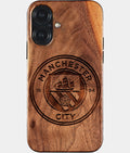 Eco-friendly Manchester City FC iPhone 17 Case - Carved Wood Custom Manchester City FC Gift For Him - Monogrammed Personalized iPhone 17 Cover By Aldergrove & Oak