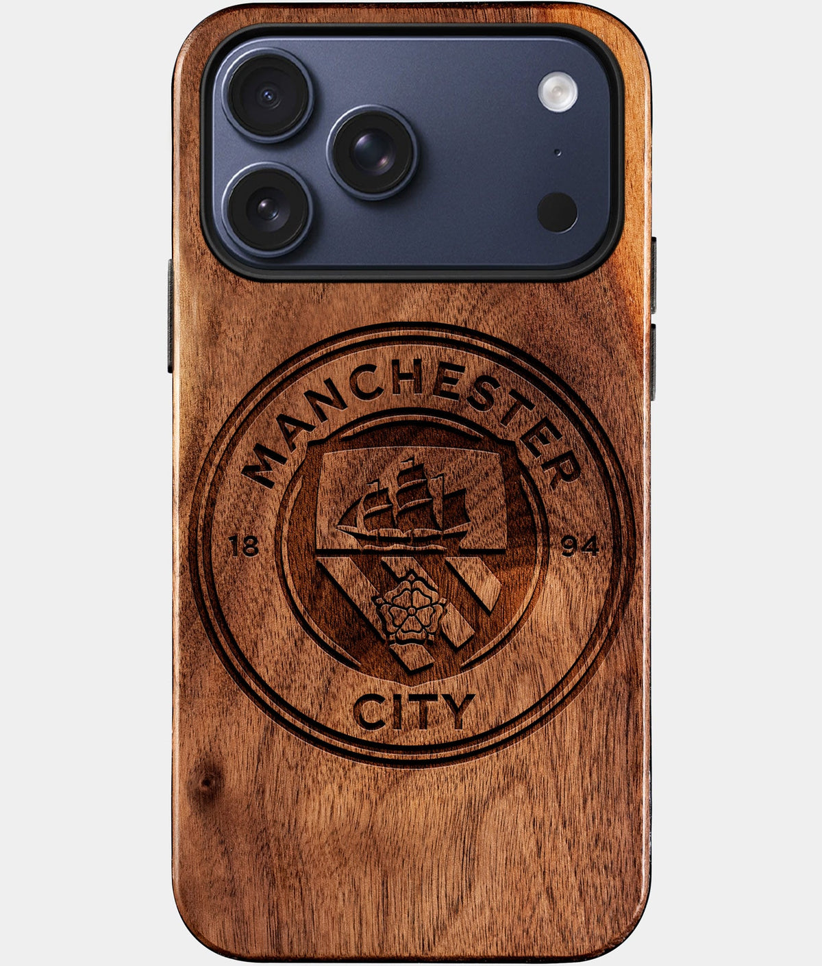 Custom Manchester City F.C. iPhone 17/17 Pro/17 Pro Max/17 Air Case - Wood Manchester City FC Cover - Eco-friendly Manchester City FC iPhone 17 Case - Carved Wood Custom Manchester City FC Gift For Him - Monogrammed Personalized iPhone 17 Cover By Aldergrove & Oak