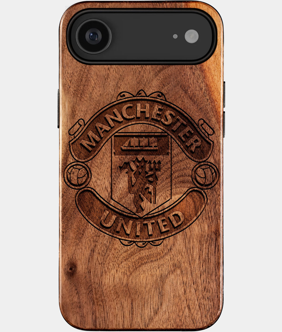 Eco-friendly Manchester United FC iPhone 17 Air Case - Carved Wood Custom Manchester United FC Gift For Him - Monogrammed Personalized iPhone 17 Air Cover By Aldergrove & Oak