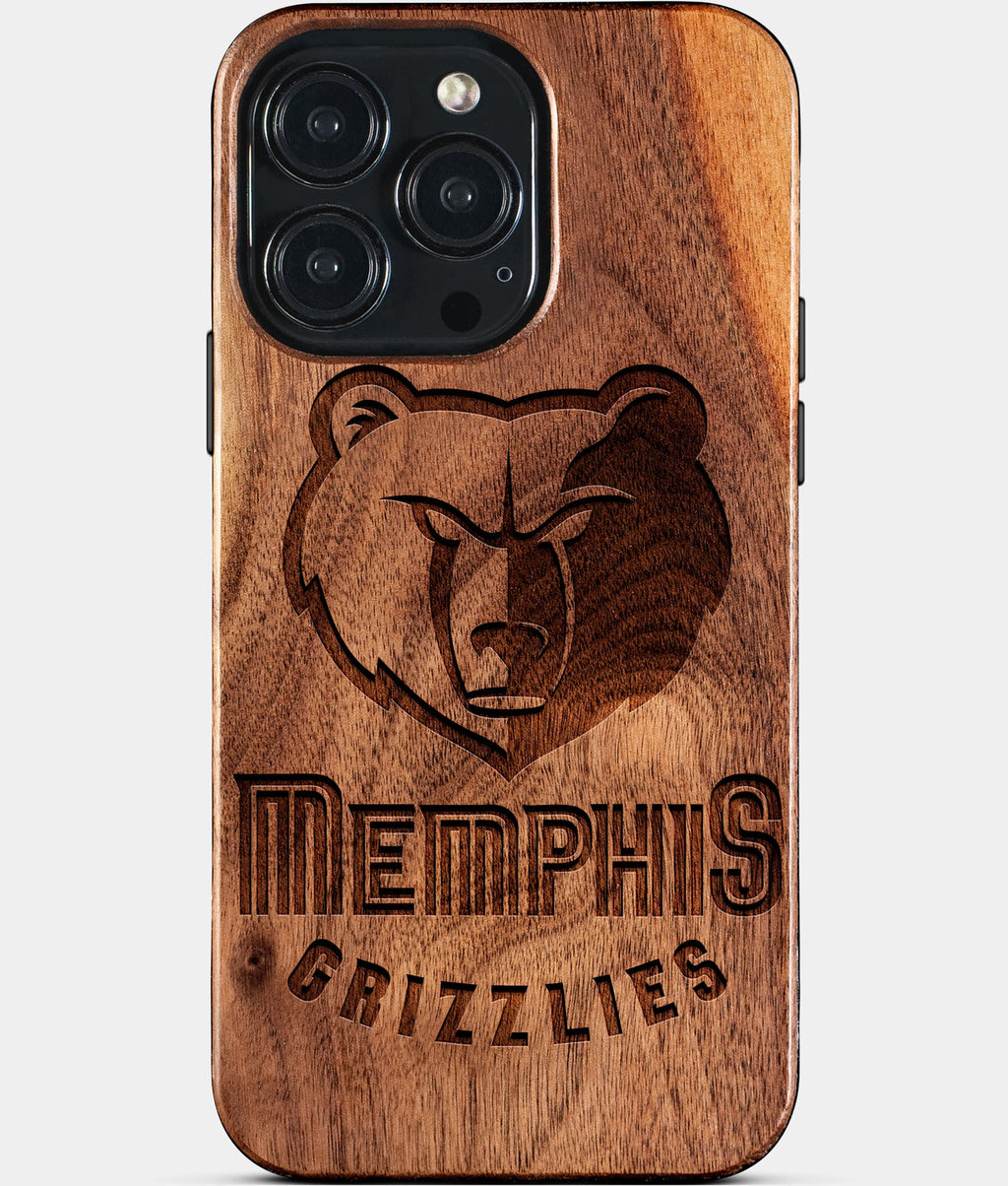 Custom Memphis Grizzlies iPhone 15/15 Pro/15 Pro Max/15 Plus Case - Wood Grizzlies Cover - Eco-friendly Memphis Grizzlies iPhone 15 Case - Carved Wood Custom Memphis Grizzlies Gift For Him - Monogrammed Personalized iPhone 15 Cover By Aldergrove & Oak