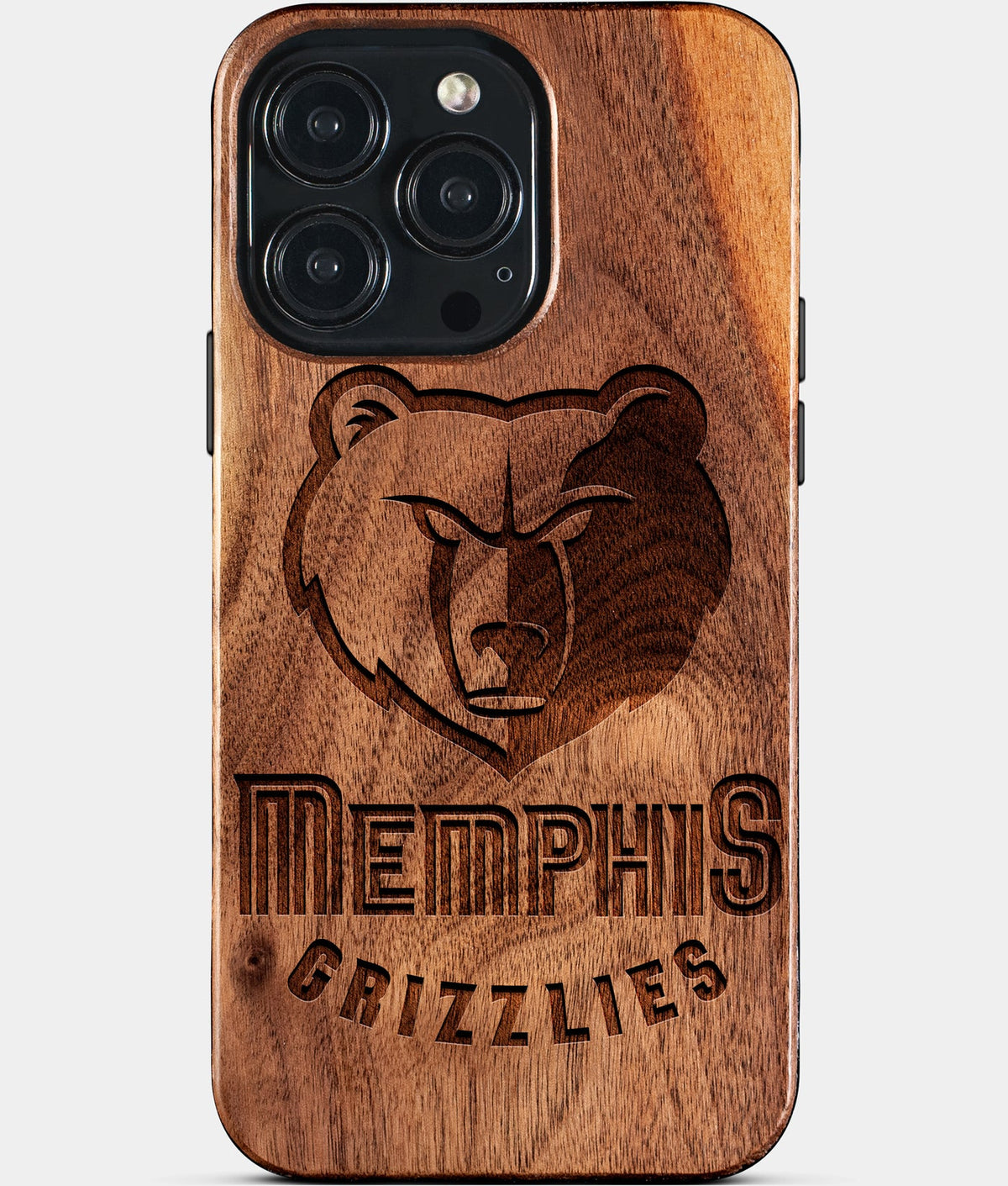 Custom Memphis Grizzlies iPhone 15/15 Pro/15 Pro Max/15 Plus Case - Wood Grizzlies Cover - Eco-friendly Memphis Grizzlies iPhone 15 Case - Carved Wood Custom Memphis Grizzlies Gift For Him - Monogrammed Personalized iPhone 15 Cover By Aldergrove & Oak