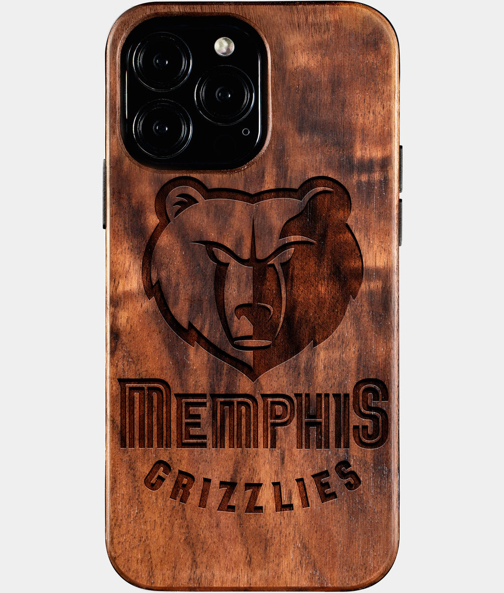 Custom Memphis Grizzlies iPhone 16/16 Pro/16 Pro Max/16 Plus Case - Wood Grizzlies Cover - Eco-friendly Memphis Grizzlies iPhone 16 Case - Carved Wood Custom Memphis Grizzlies Gift For Him - Monogrammed Personalized iPhone 16 Cover By Aldergrove & Oak