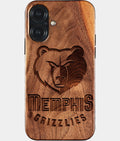 Eco-friendly Memphis Grizzlies iPhone 17 Case - Carved Wood Custom Memphis Grizzlies Gift For Him - Monogrammed Personalized iPhone 17 Cover By Aldergrove & Oak