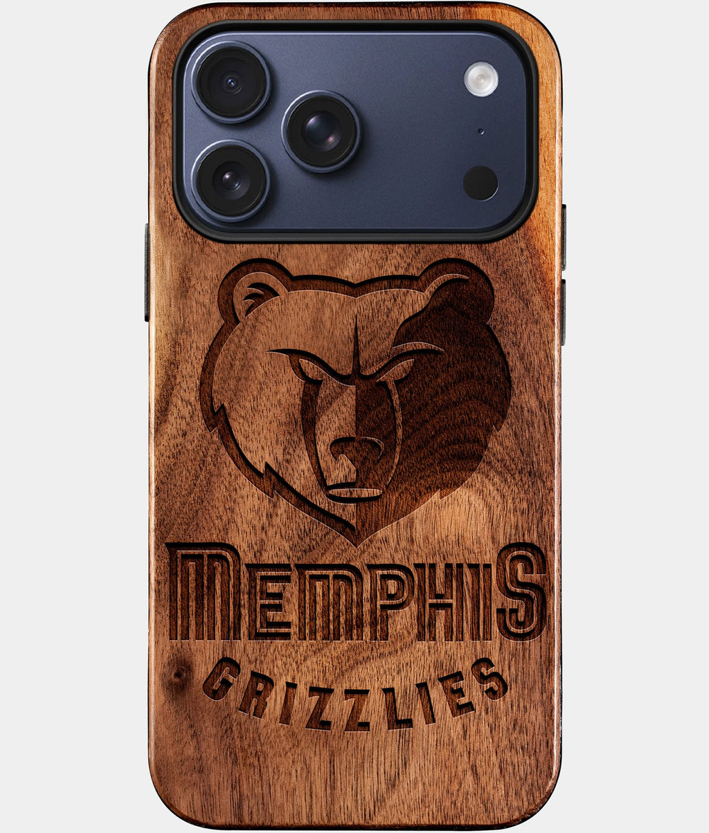 Custom Memphis Grizzlies iPhone 17/17 Pro/17 Pro Max/17 Air Case - Wood Grizzlies Cover - Eco-friendly Memphis Grizzlies iPhone 17 Case - Carved Wood Custom Memphis Grizzlies Gift For Him - Monogrammed Personalized iPhone 17 Cover By Aldergrove & Oak