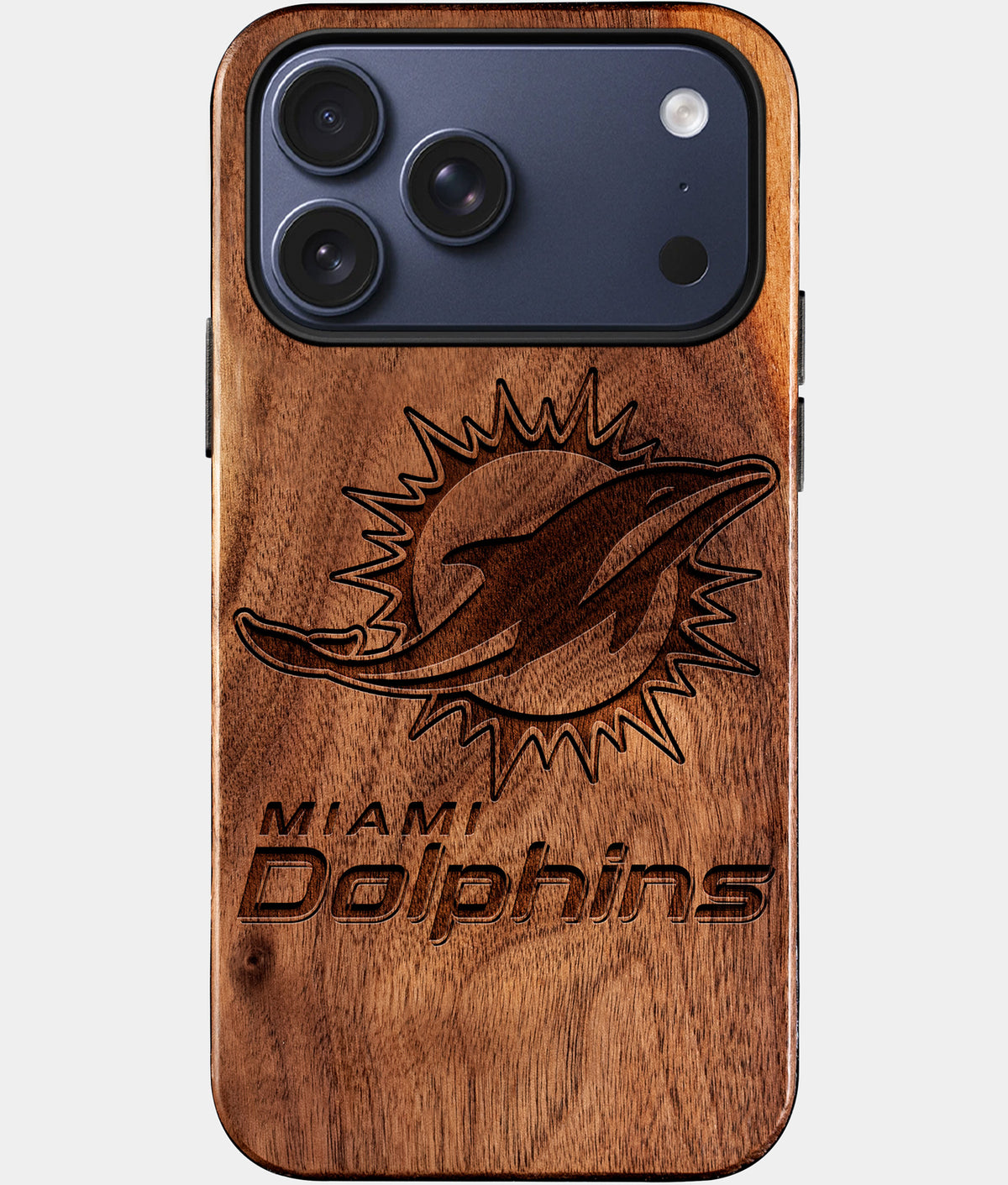 Custom Miami Dolphins iPhone 17/17 Pro/17 Pro Max/17 Air Case - Wood Dolphins Cover - Eco-friendly Miami Dolphins iPhone 17 Case - Carved Wood Custom Miami Dolphins Gift For Him - Monogrammed Personalized iPhone 17 Cover By Aldergrove & Oak