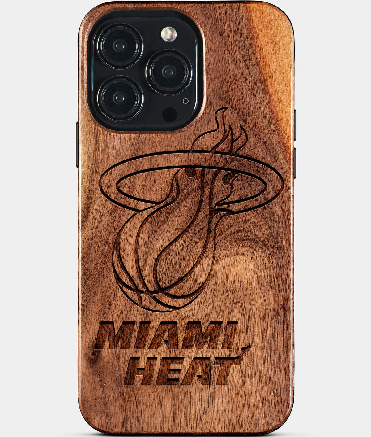 Custom Miami Heat iPhone 15/15 Pro/15 Pro Max/15 Plus Case - Wood Heat Cover - Eco-friendly Miami Heat iPhone 15 Case - Carved Wood Custom Miami Heat Gift For Him - Monogrammed Personalized iPhone 15 Cover By Aldergrove & Oak