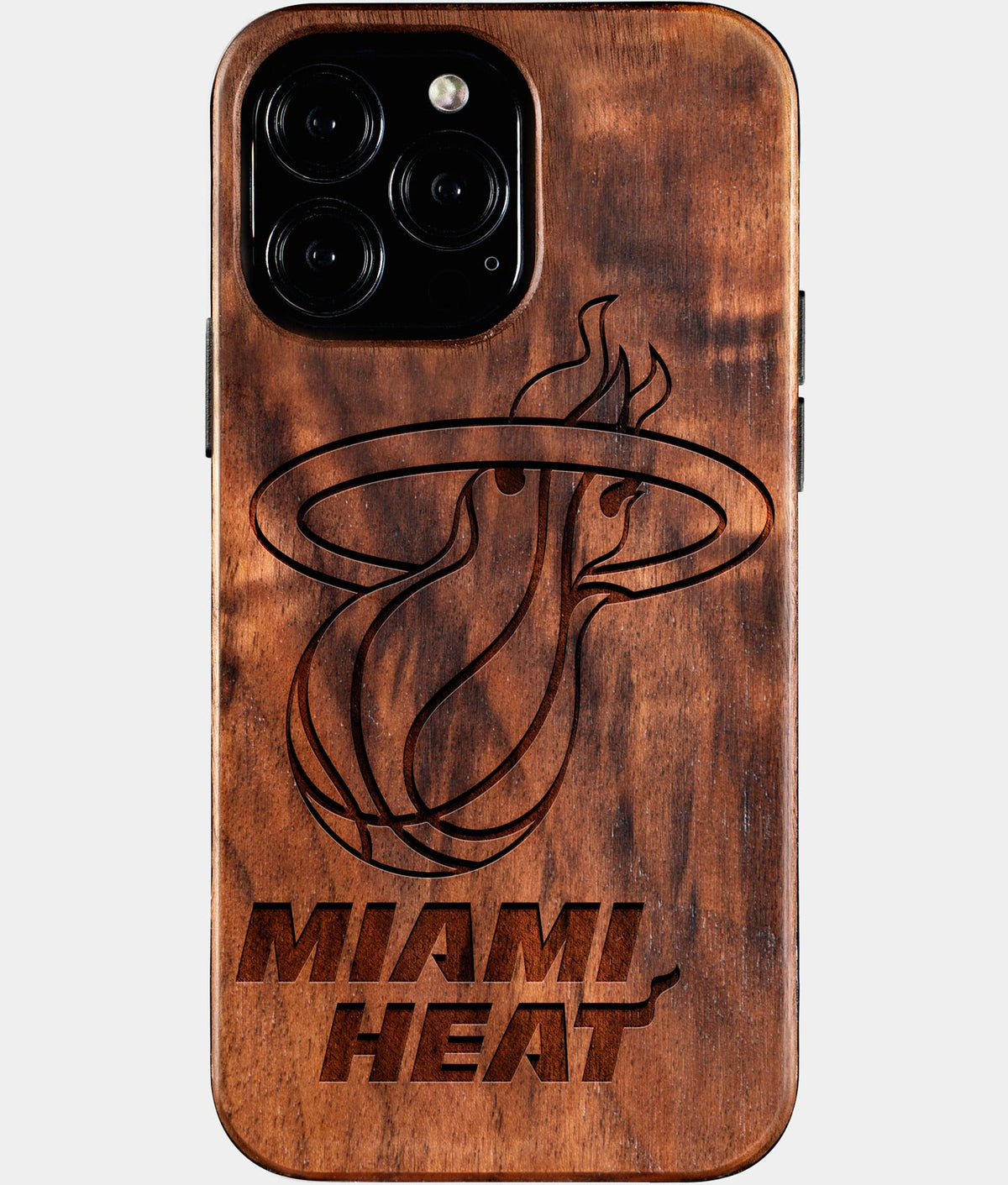 Custom Miami Heat iPhone 16/16 Pro/16 Pro Max/16 Plus Case - Wood Heat Cover - Eco-friendly Miami Heat iPhone 16 Case - Carved Wood Custom Miami Heat Gift For Him - Monogrammed Personalized iPhone 16 Cover By Aldergrove & Oak