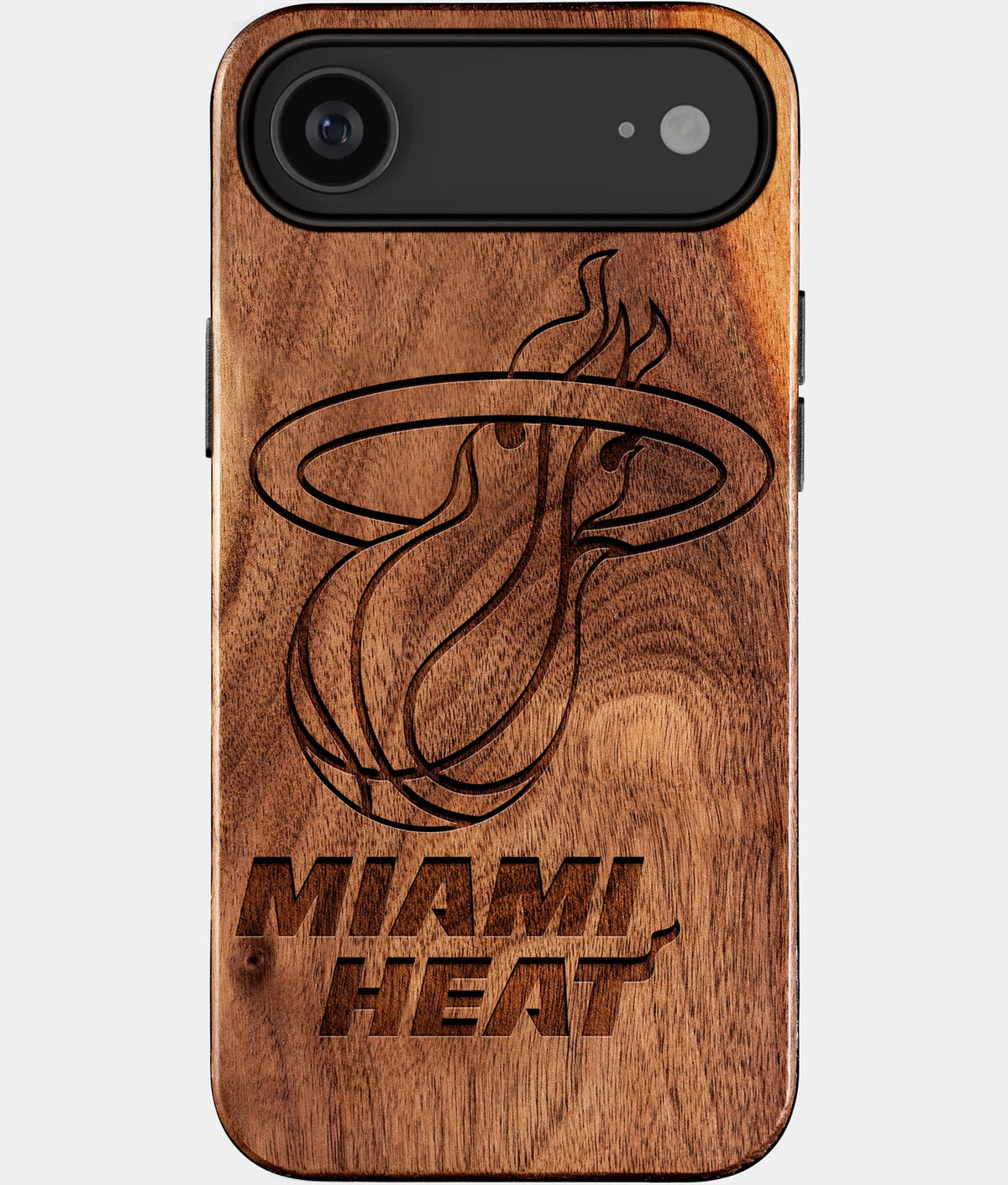 Eco-friendly Miami Heat iPhone 17 Air Case - Carved Wood Custom Miami Heat Gift For Him - Monogrammed Personalized iPhone 17 Air Cover By Aldergrove & Oak