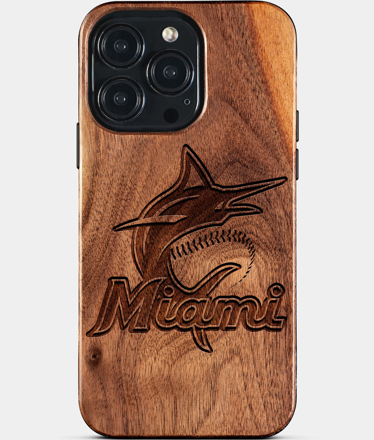 Custom Miami Marlins iPhone 15/15 Pro/15 Pro Max/15 Plus Case - Wood Marlins Cover - Eco-friendly Miami Marlins iPhone 15 Case - Carved Wood Custom Miami Marlins Gift For Him - Monogrammed Personalized iPhone 15 Cover By Aldergrove & Oak