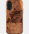 Eco-friendly Miami Marlins iPhone 17 Case - Carved Wood Custom Miami Marlins Gift For Him - Monogrammed Personalized iPhone 17 Cover By Aldergrove & Oak