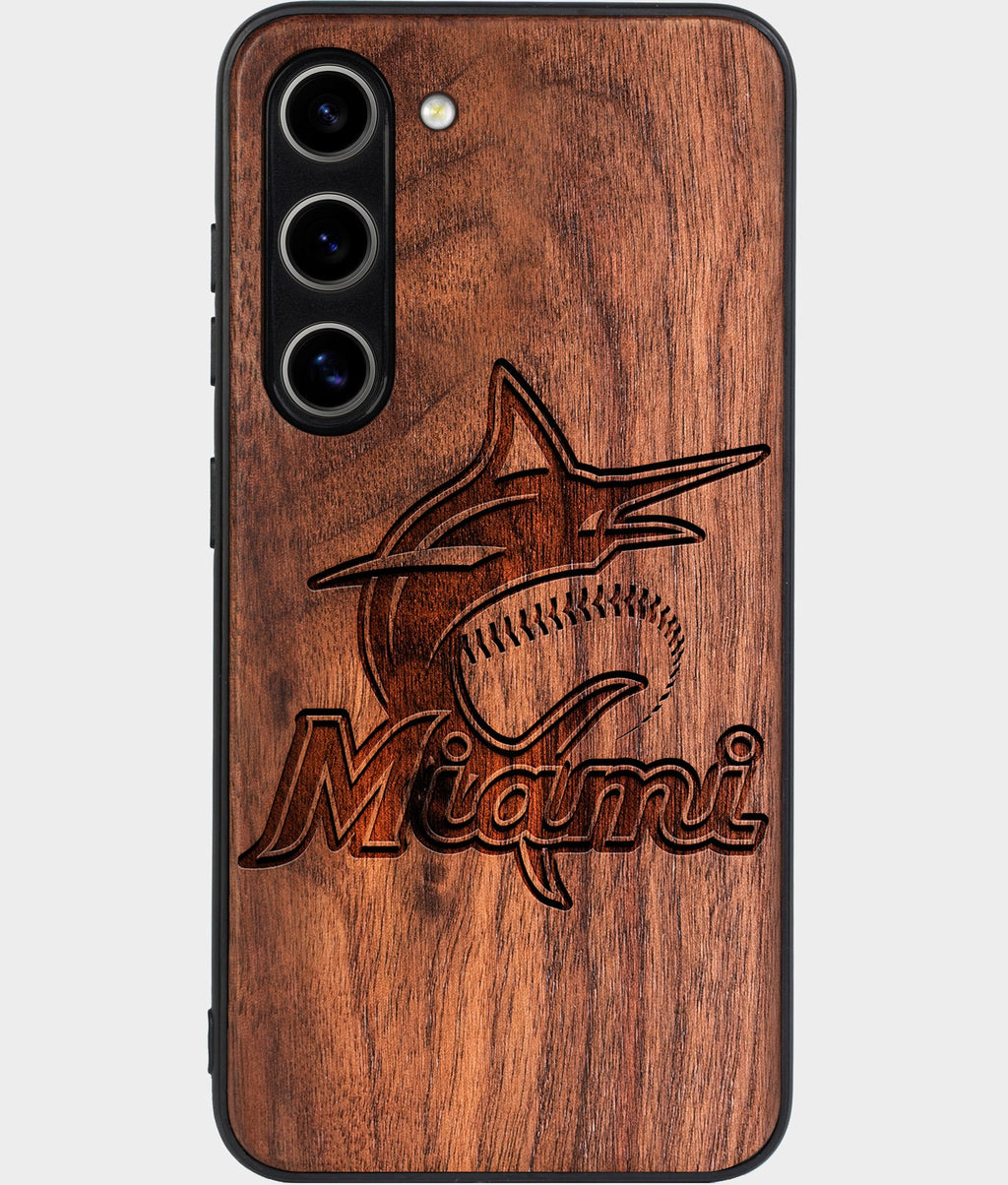 Best Wood Miami Marlins Samsung Galaxy S25 Case - Custom Engraved Cover - Aldergrove & Oak