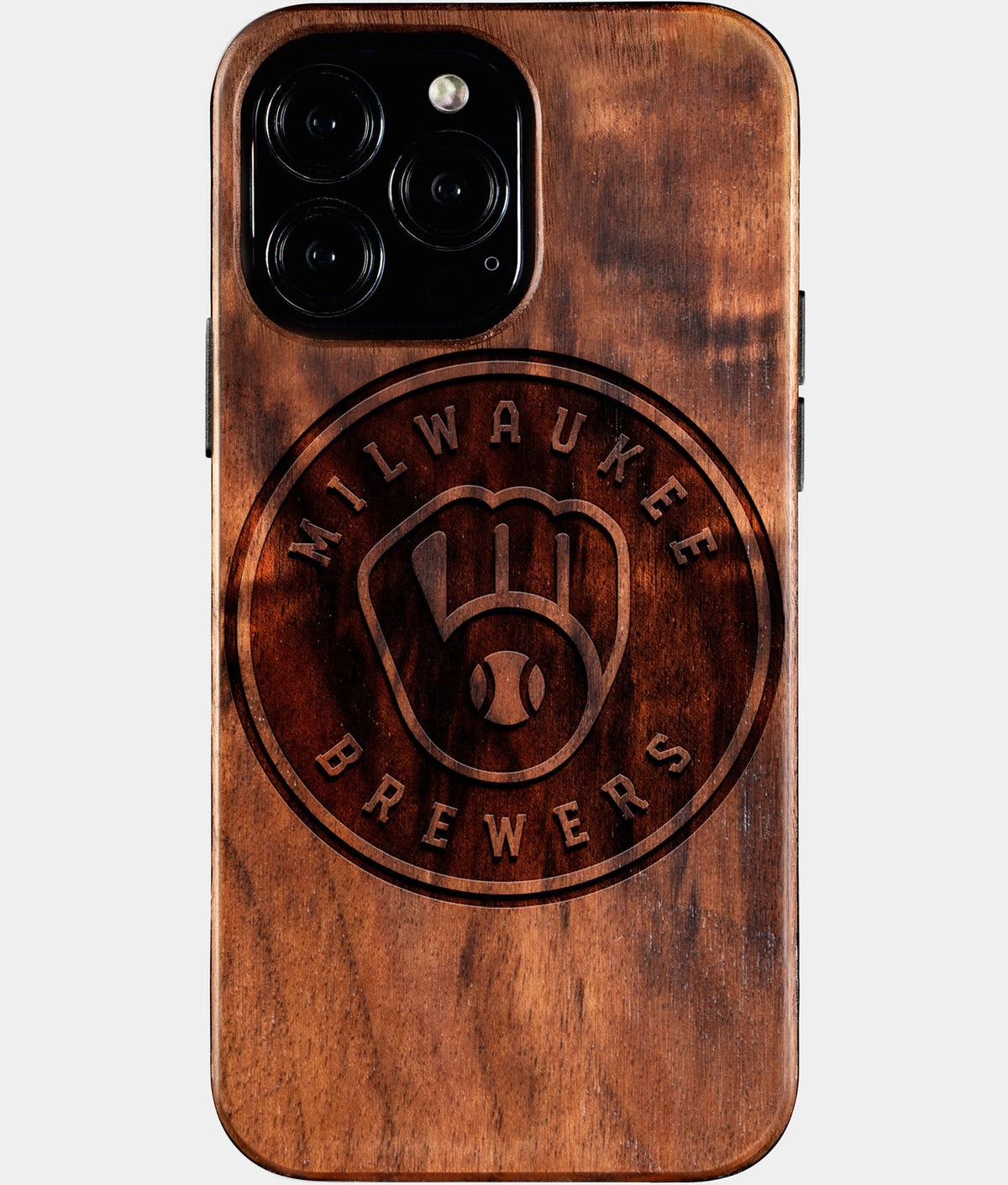 Custom Milwaukee Brewers iPhone 16/16 Pro/16 Pro Max/16 Plus Case - Wood Brewers Cover - Eco-friendly Milwaukee Brewers iPhone 16 Case - Carved Wood Custom Milwaukee Brewers Gift For Him - Monogrammed Personalized iPhone 16 Cover By Aldergrove & Oak