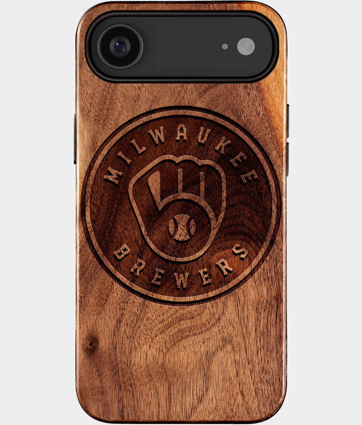 Eco-friendly Milwaukee Brewers iPhone 17 Air Case - Carved Wood Custom Milwaukee Brewers Gift For Him - Monogrammed Personalized iPhone 17 Air Cover By Aldergrove & Oak