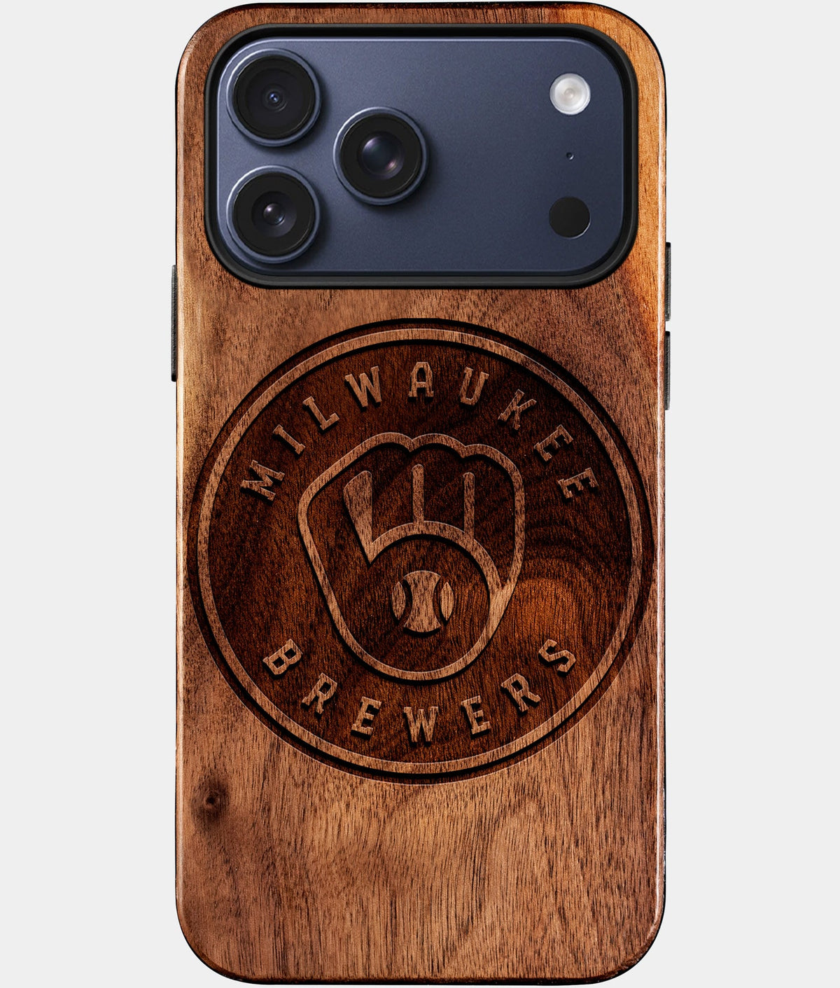 Custom Milwaukee Brewers iPhone 17/17 Pro/17 Pro Max/17 Air Case - Wood Brewers Cover - Eco-friendly Milwaukee Brewers iPhone 17 Case - Carved Wood Custom Milwaukee Brewers Gift For Him - Monogrammed Personalized iPhone 17 Cover By Aldergrove & Oak