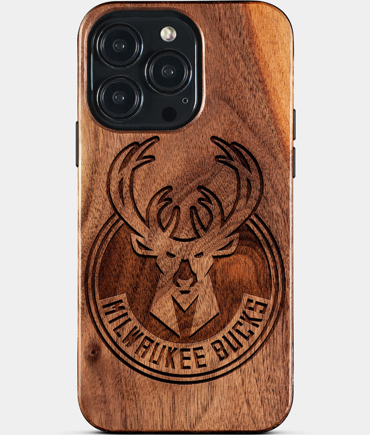 Custom Milwaukee Bucks iPhone 15/15 Pro/15 Pro Max/15 Plus Case - Wood Bucks Cover - Eco-friendly Milwaukee Bucks iPhone 15 Case - Carved Wood Custom Milwaukee Bucks Gift For Him - Monogrammed Personalized iPhone 15 Cover By Aldergrove & Oak