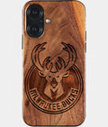 Eco-friendly Milwaukee Bucks iPhone 17 Case - Carved Wood Custom Milwaukee Bucks Gift For Him - Monogrammed Personalized iPhone 17 Cover By Aldergrove & Oak