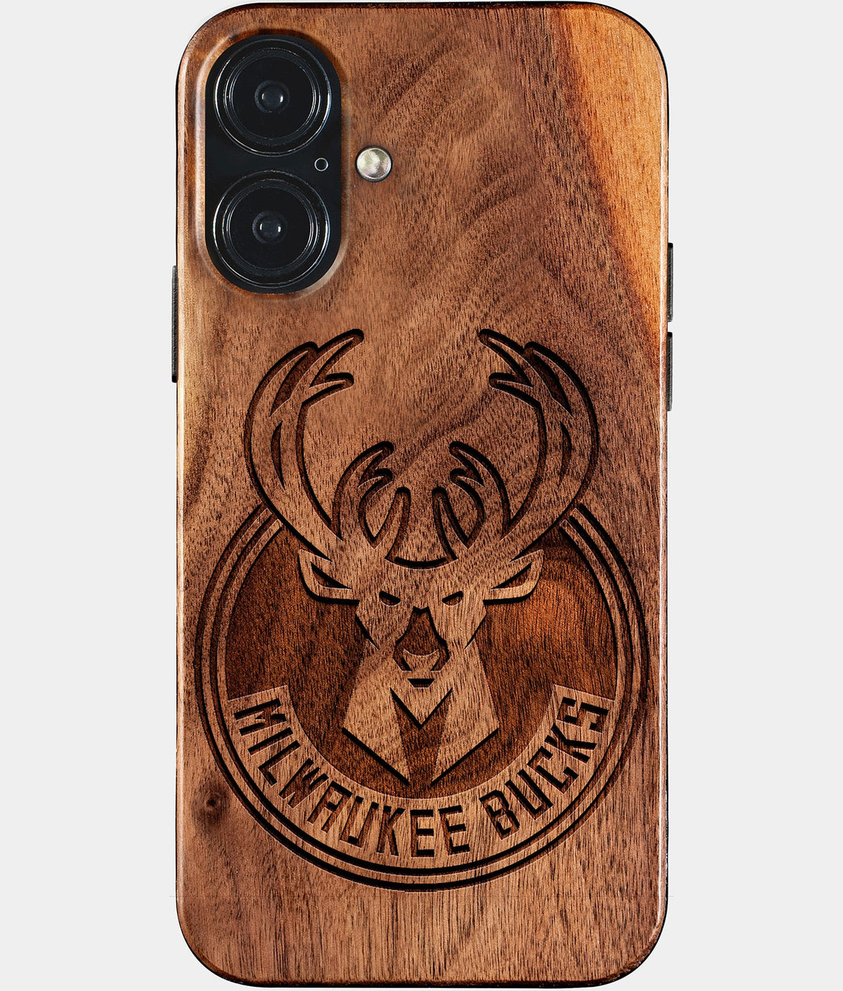 Eco-friendly Milwaukee Bucks iPhone 17 Case - Carved Wood Custom Milwaukee Bucks Gift For Him - Monogrammed Personalized iPhone 17 Cover By Aldergrove & Oak