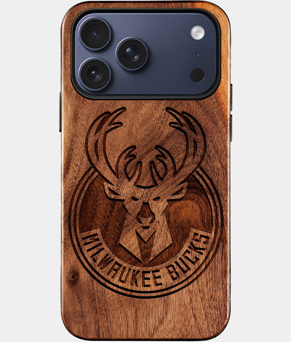Custom Milwaukee Bucks iPhone 17/17 Pro/17 Pro Max/17 Air Case - Wood Bucks Cover - Eco-friendly Milwaukee Bucks iPhone 17 Case - Carved Wood Custom Milwaukee Bucks Gift For Him - Monogrammed Personalized iPhone 17 Cover By Aldergrove & Oak
