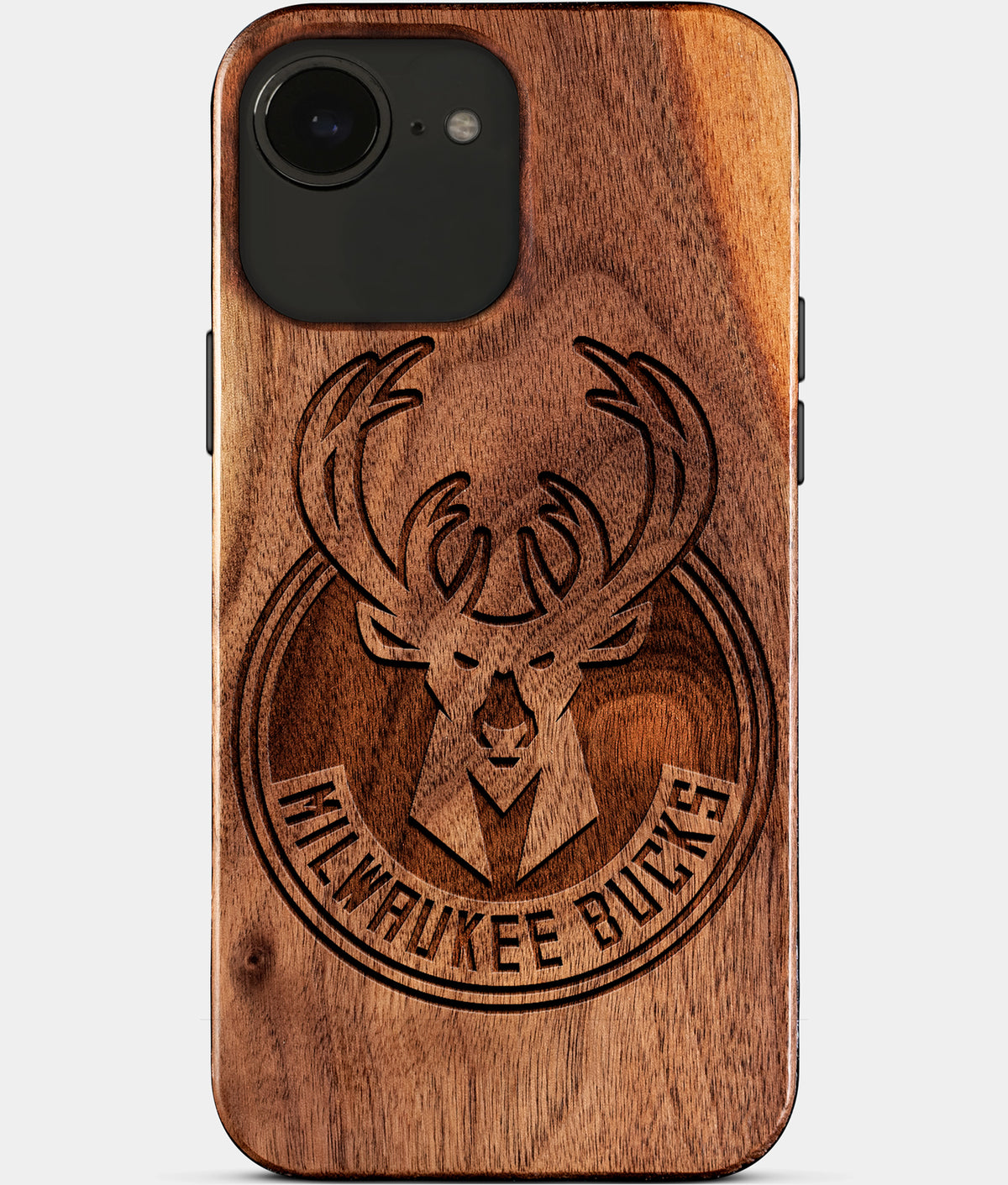 Eco-friendly Milwaukee Bucks iPhone 17e Case - Carved Wood Custom Milwaukee Bucks Gift For Him - Monogrammed Personalized iPhone 17e Cover By Aldergrove & Oak