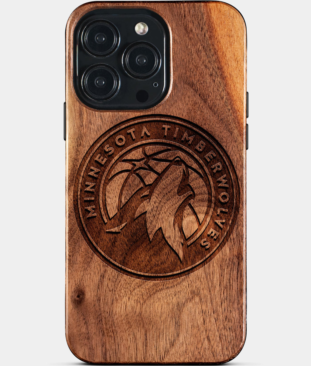 Custom Minnesota Timberwolves iPhone 15/15 Pro/15 Pro Max/15 Plus Case - Wood Timberwolves Cover - Eco-friendly Minnesota Timberwolves iPhone 15 Case - Carved Wood Custom Minnesota Timberwolves Gift For Him - Monogrammed Personalized iPhone 15 Cover By Aldergrove & Oak