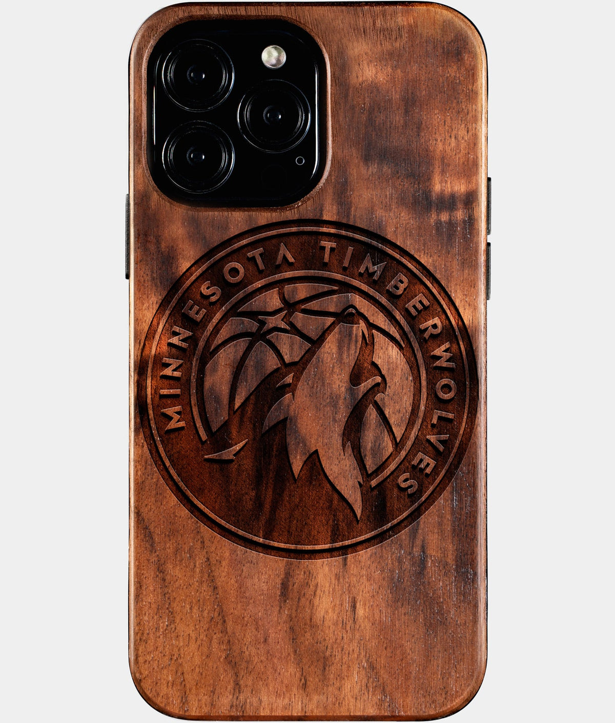 Custom Minnesota Timberwolves iPhone 16/16 Pro/16 Pro Max/16 Plus Case - Wood Timberwolves Cover - Eco-friendly Minnesota Timberwolves iPhone 16 Case - Carved Wood Custom Minnesota Timberwolves Gift For Him - Monogrammed Personalized iPhone 16 Cover By Aldergrove & Oak