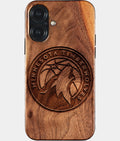 Eco-friendly Minnesota Timberwolves iPhone 17 Case - Carved Wood Custom Minnesota Timberwolves Gift For Him - Monogrammed Personalized iPhone 17 Cover By Aldergrove & Oak