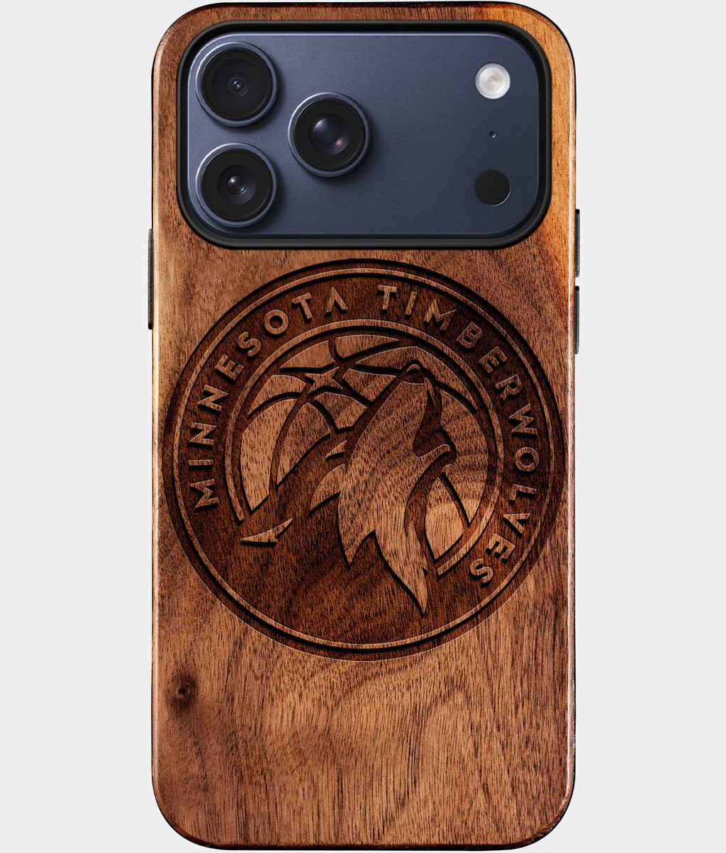 Custom Minnesota Timberwolves iPhone 17/17 Pro/17 Pro Max/17 Air Case - Wood Timberwolves Cover - Eco-friendly Minnesota Timberwolves iPhone 17 Case - Carved Wood Custom Minnesota Timberwolves Gift For Him - Monogrammed Personalized iPhone 17 Cover By Aldergrove & Oak