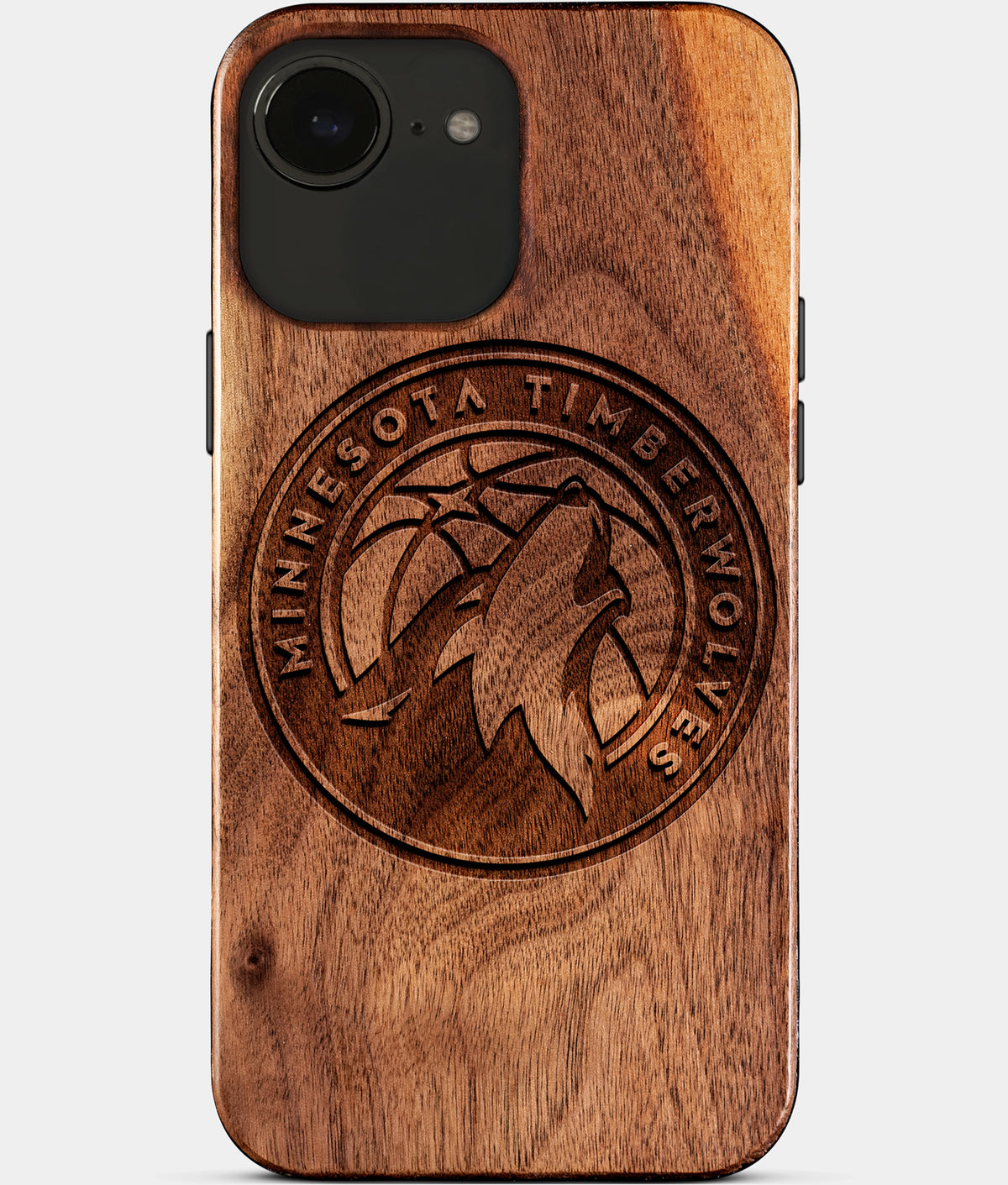 Eco-friendly Minnesota Timberwolves iPhone 17e Case - Carved Wood Custom Minnesota Timberwolves Gift For Him - Monogrammed Personalized iPhone 17e Cover By Aldergrove & Oak