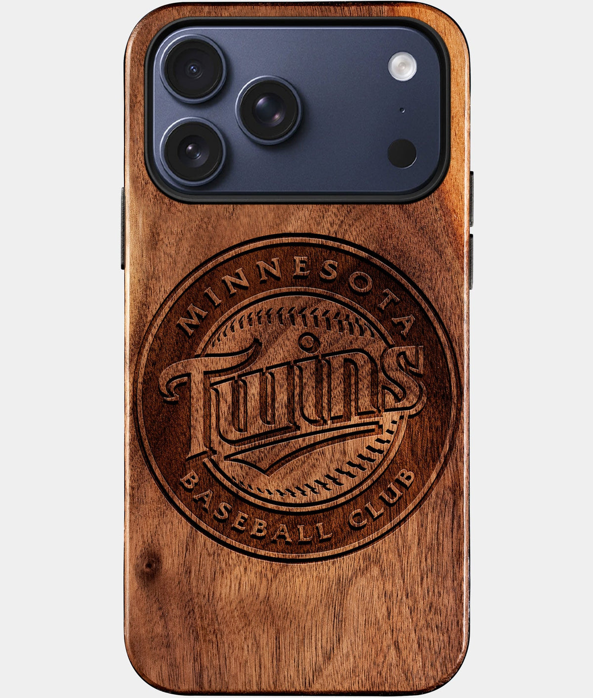 Eco-friendly Minnesota Twins iPhone 17 Pro Case - Carved Wood Custom Minnesota Twins Gift For Him - Monogrammed Personalized iPhone 17 Pro Cover By Aldergrove & Oak
