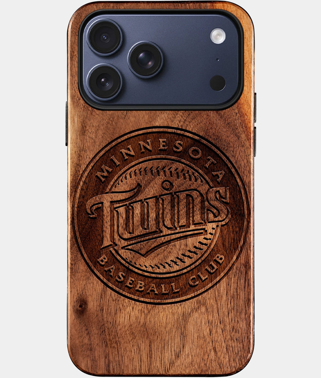 Custom Minnesota Twins iPhone 17/17 Pro/17 Pro Max/17 Air Case - Wood Twins Cover - Eco-friendly Minnesota Twins iPhone 17 Case - Carved Wood Custom Minnesota Twins Gift For Him - Monogrammed Personalized iPhone 17 Cover By Aldergrove & Oak
