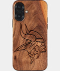 Eco-friendly Minnesota Vikings iPhone 17 Case - Carved Wood Custom Minnesota Vikings Gift For Him - Monogrammed Personalized iPhone 17 Cover By Aldergrove & Oak