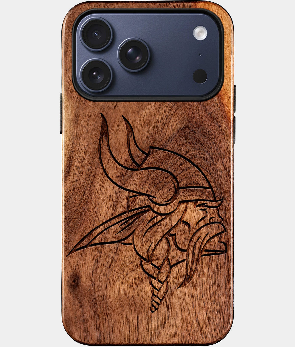 Eco-friendly Minnesota Vikings iPhone 17 Pro Case - Carved Wood Custom Minnesota Vikings Gift For Him - Monogrammed Personalized iPhone 17 Pro Cover By Aldergrove & Oak