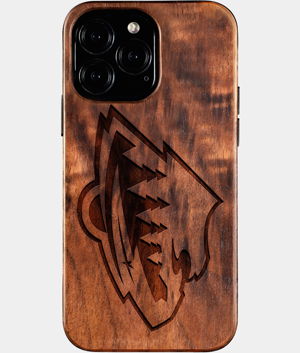 Custom Minnesota Wild iPhone 16/16 Pro/16 Pro Max/16 Plus Case - Wood Wild Cover - Eco-friendly Minnesota Wild iPhone 16 Case - Carved Wood Custom Minnesota Wild Gift For Him - Monogrammed Personalized iPhone 16 Cover By Aldergrove & Oak