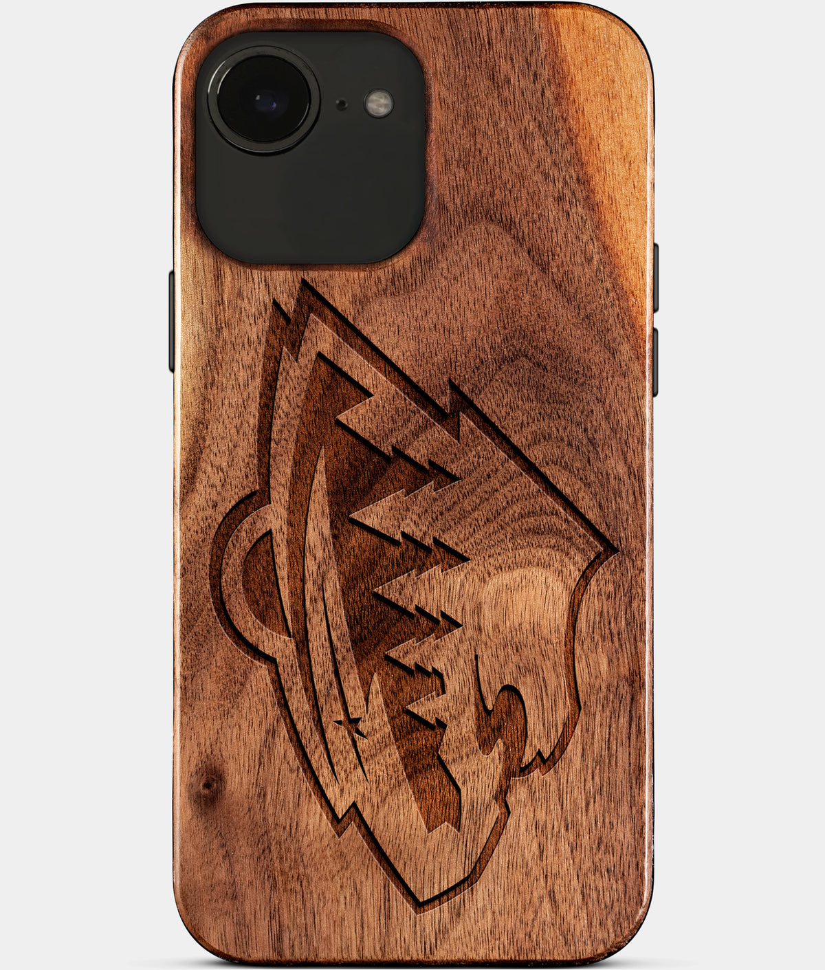 Eco-friendly Minnesota Wild iPhone 17e Case - Carved Wood Custom Minnesota Wild Gift For Him - Monogrammed Personalized iPhone 17e Cover By Aldergrove & Oak